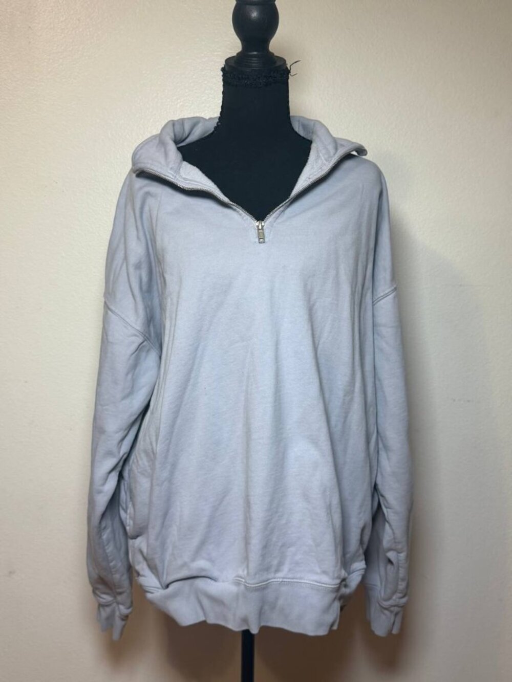 Brandy Melville Baby Blue Half Zip Sweatshirt Oversized Y2K Clean Girl One Size